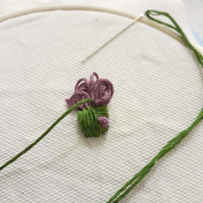 Embroidery tutorial: how to make a 3D thistle - Step 2