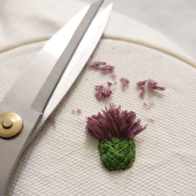Embroidery tutorial: how to make a 3D thistle - Step 5