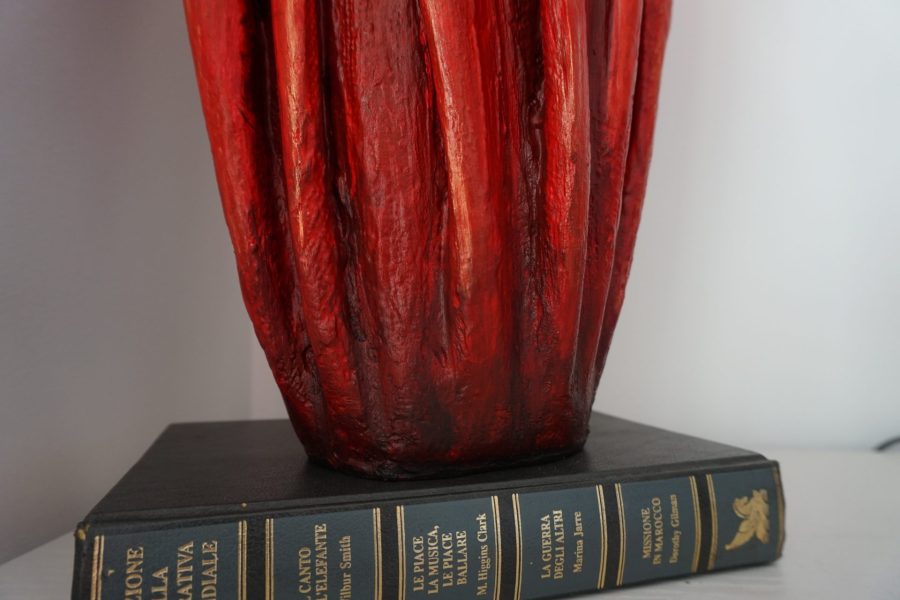 Red cement vase