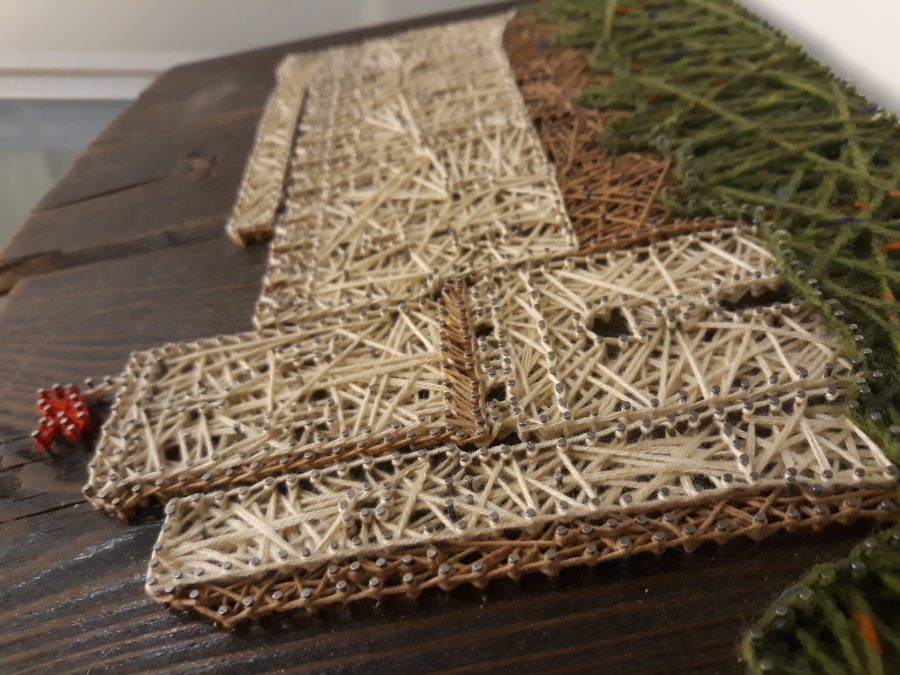 String art landscape: the castle of Zavattarello