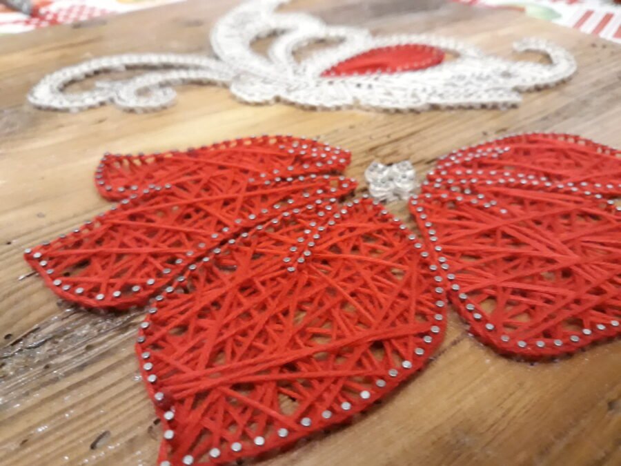 String art hibiscus flower with butterfly