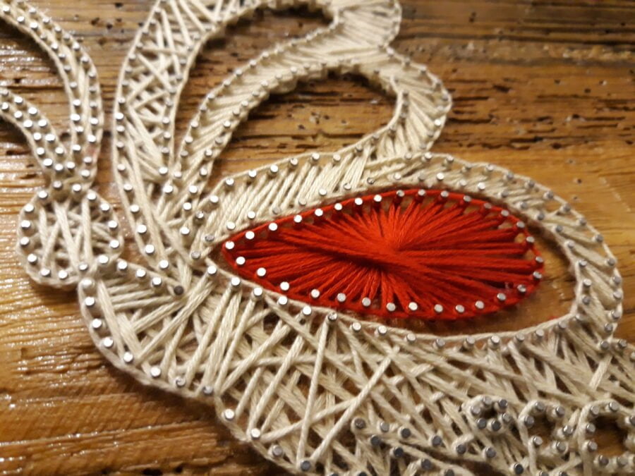 String art hibiscus flower with butterfly