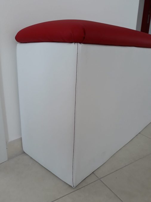 Leather and wood bench