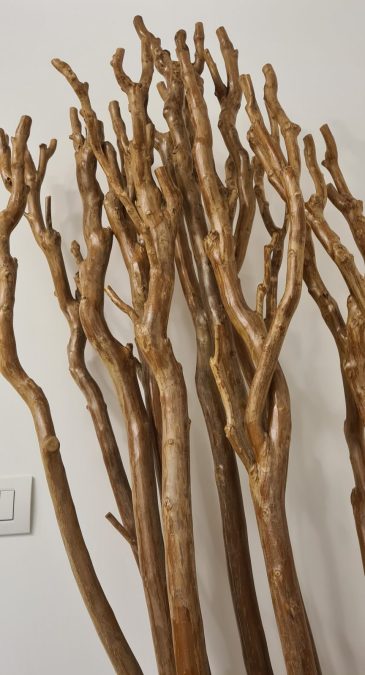 Real tree with epoxy resin stream pedestal