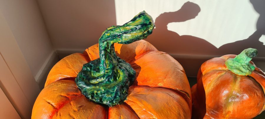 Cement pumpkins as Autumn or Halloween decoration