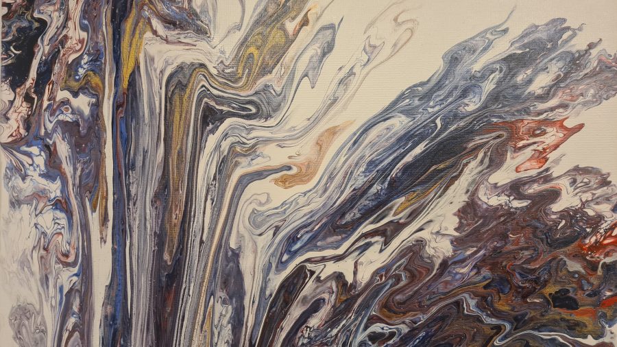 Acrylic pouring: Blue Blossom