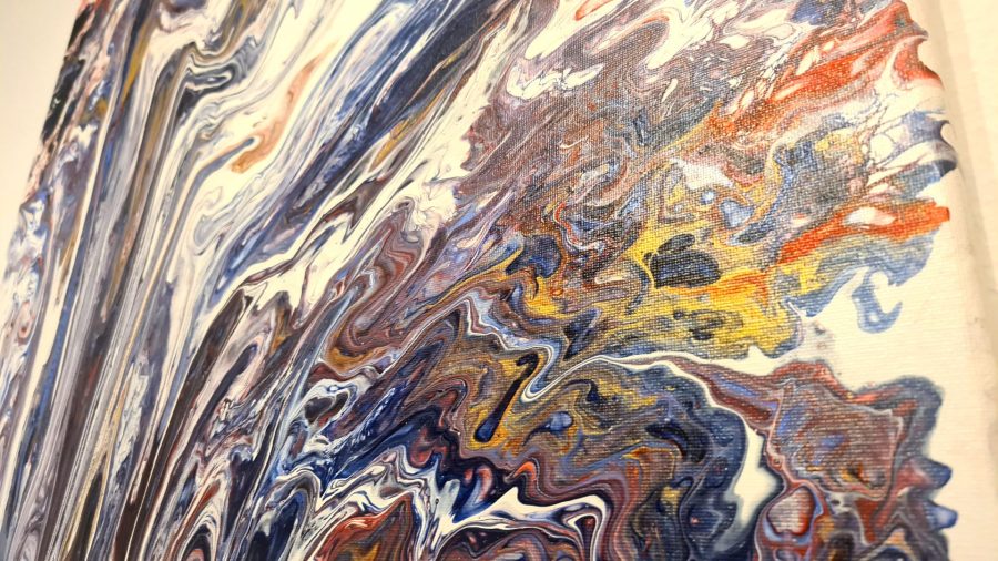 Acrylic pouring: Blue Blossom