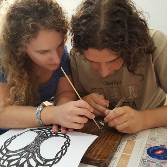 String art weaving with hollow punch