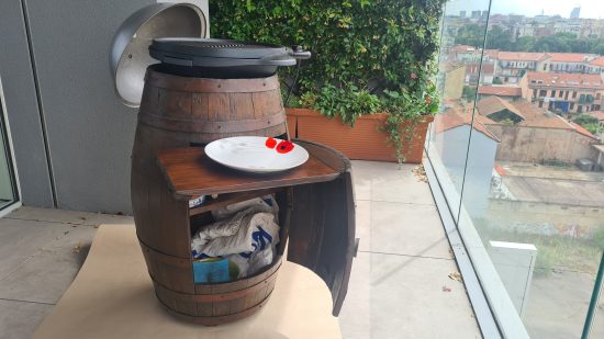 Restored old wine barrel