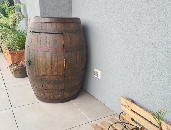 Restored old wine barrel