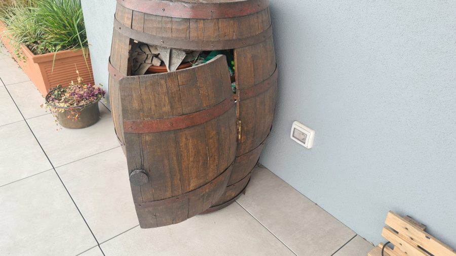 Restored old wine barrel