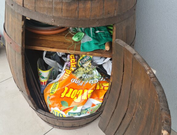 Restored old wine barrel
