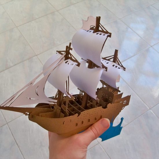 The making of a kirigami galleon