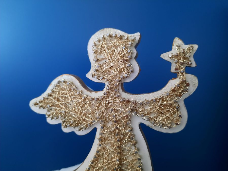 String art Christmas angel on base