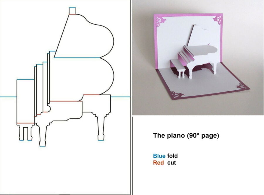 Kirigami template: the 90°-page piano