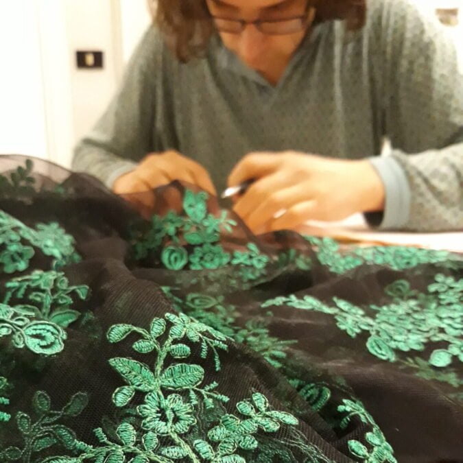 Making my Irish dance Solo dress: cutting lace for the sleeves