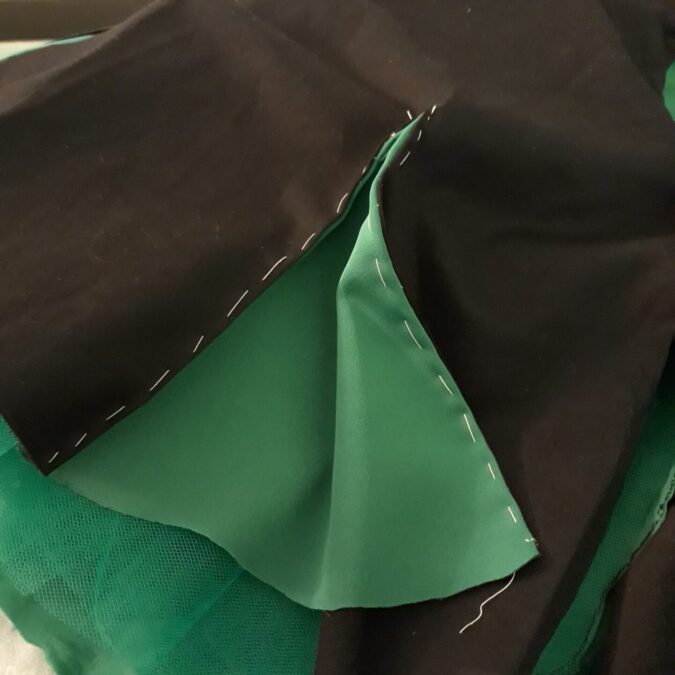 Making my Irish dance Solo dress: adding green triangles to the skirt