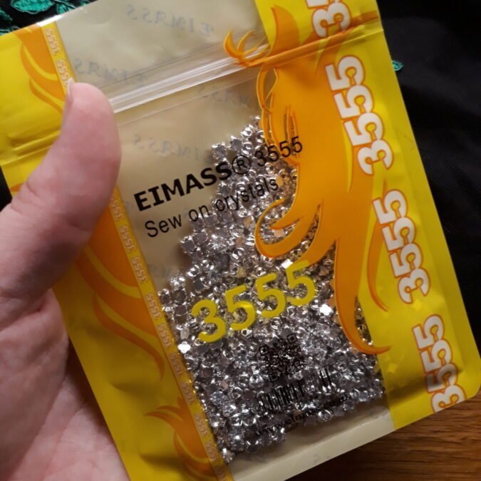 Making my Irish dance Solo dress: sewing crystals