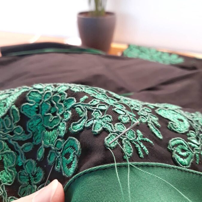 Making my Irish dance Solo dress: adding lace to the skirt
