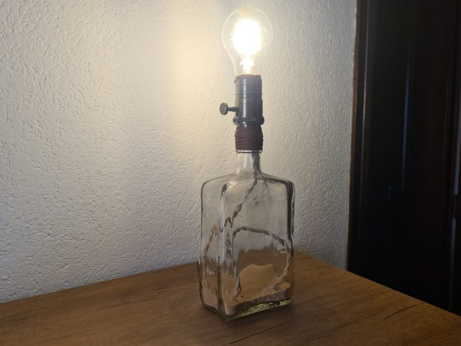 Bottle lamp with sand