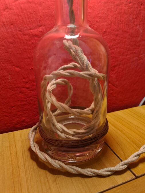 Bottle lamp with vintage wire