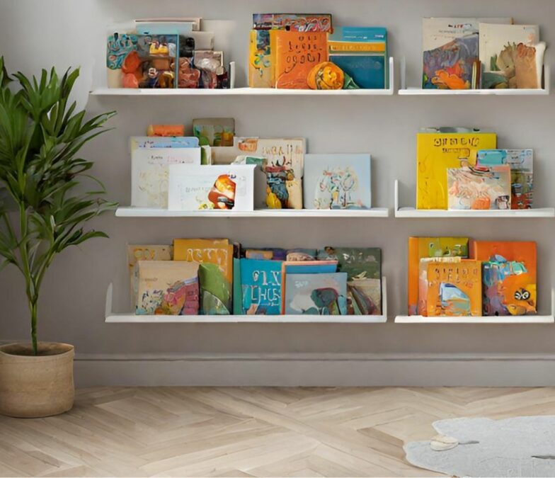 Montessori wall-mounted shelves
