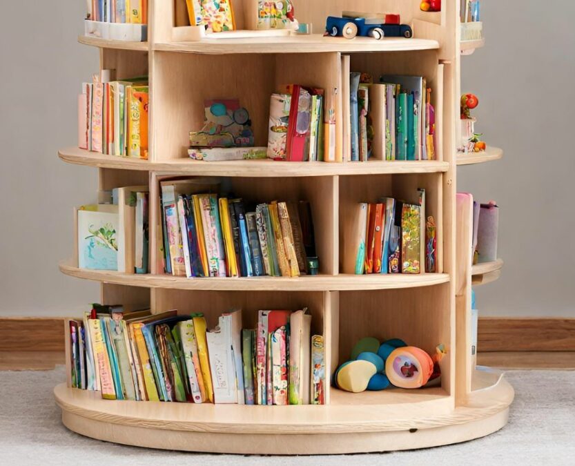 Rotating Montessori bookshelf