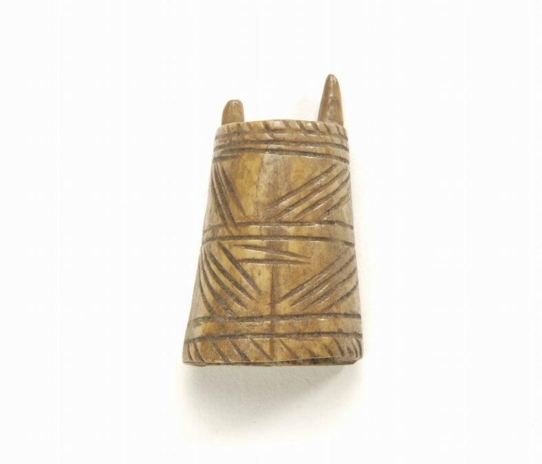 Possible lucet from Middelburg, Zeeland (Netherlands), catalogued as yarn-twister, with incised striped decoration, 950-1050