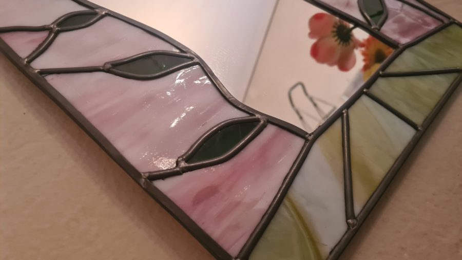 Mirror with lead came glasswork frame