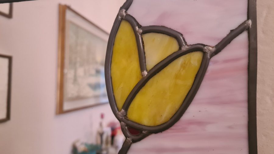 Mirror with lead came glasswork frame