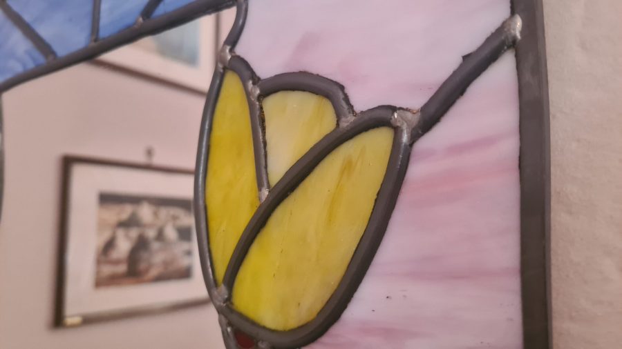 Mirror with lead came glasswork frame