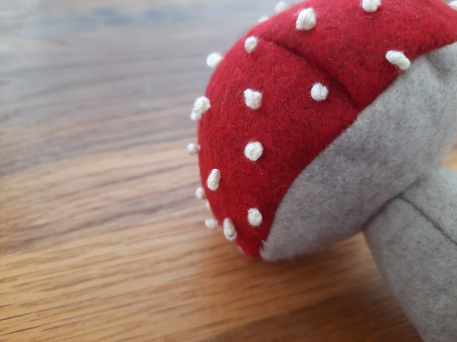 Mushroom plush as Autumn decoration