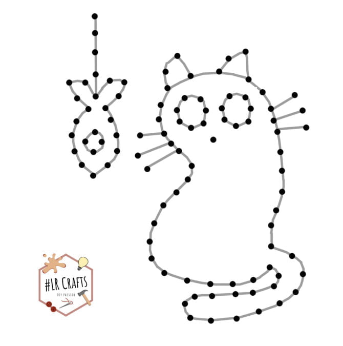 String art pattern: cat with fish, by #LRCrafts