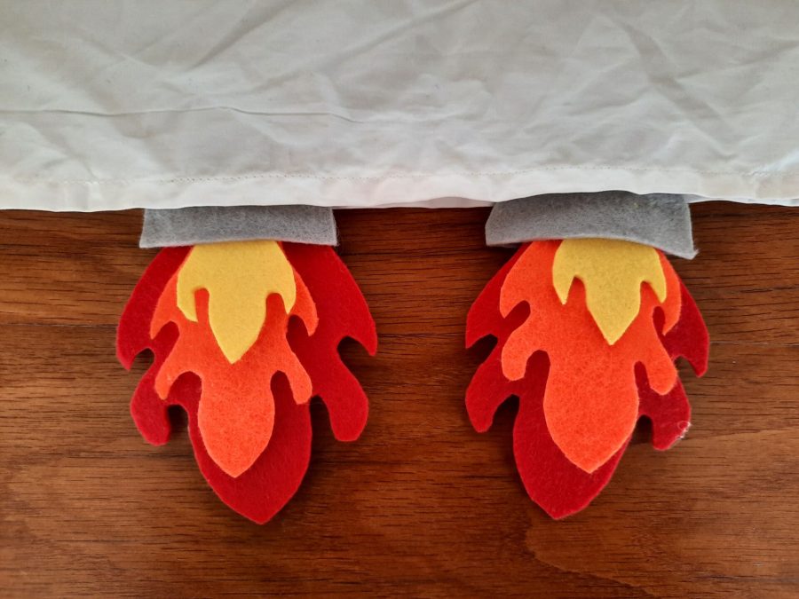 Rocket costume, detail of the engines on fire