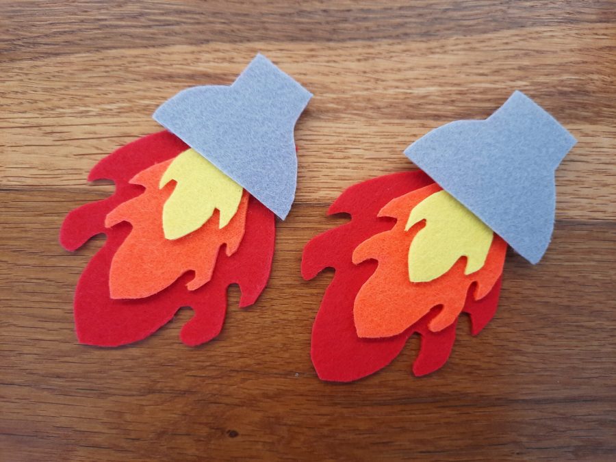 Making the engines for the rocket costume: all the engine and flames pieces