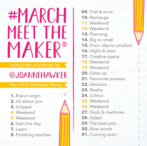 #MarchMeetTheMaker social challenge: the prompts for 2023