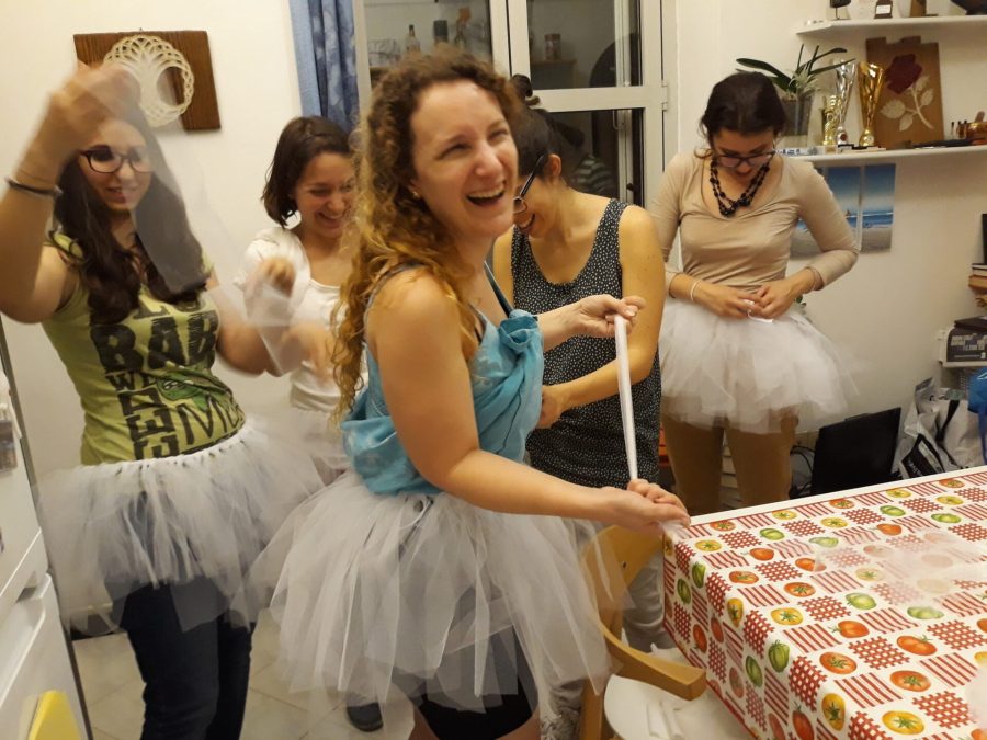 Making the swan costumes for the 2018 Irish dance recital