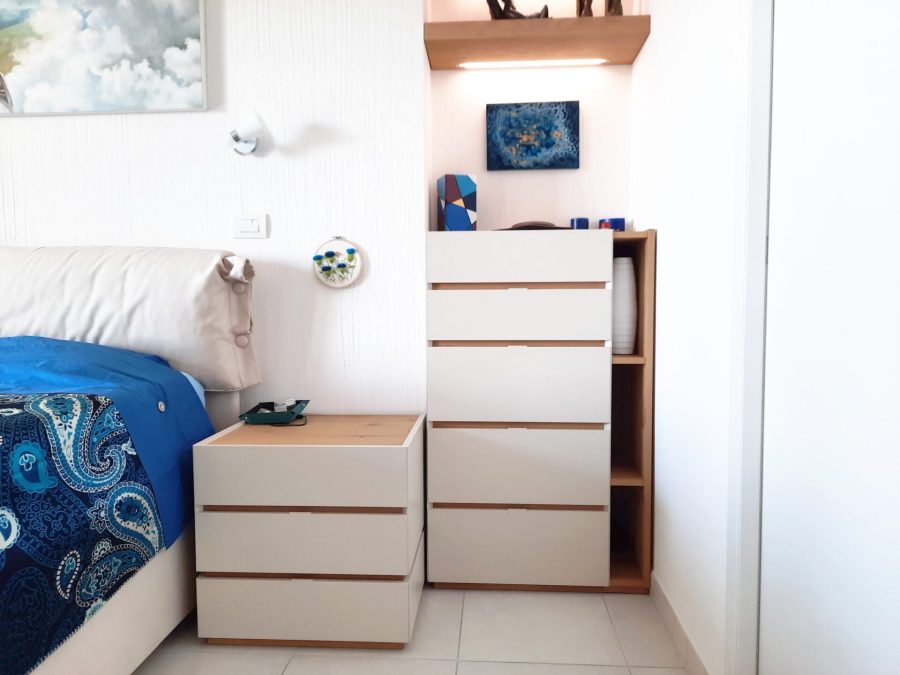 Open shelving addition to a chest of drawers