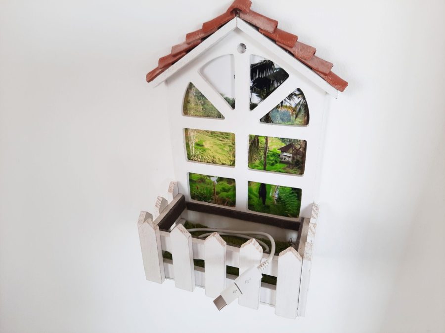 USB charging station in the shape of a window