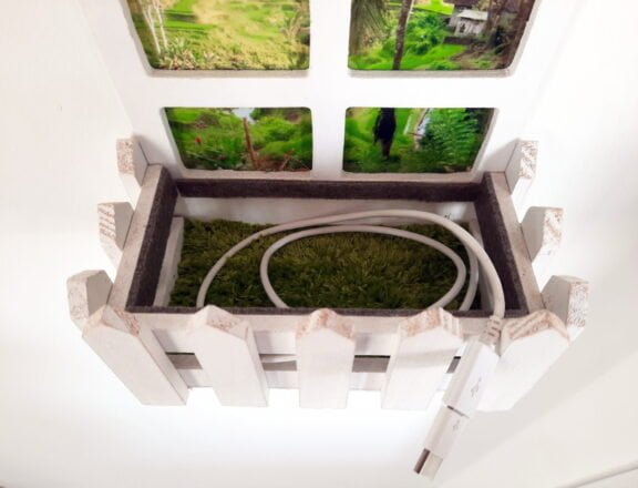 USB charging station in the shape of a window