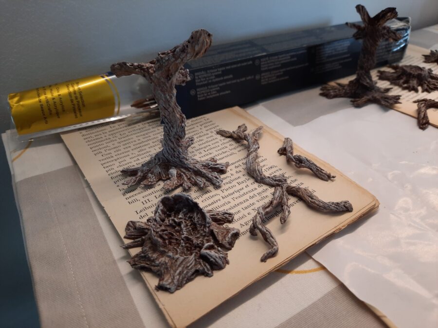 Making a fairy tale book diorama: painting the sculpted trees