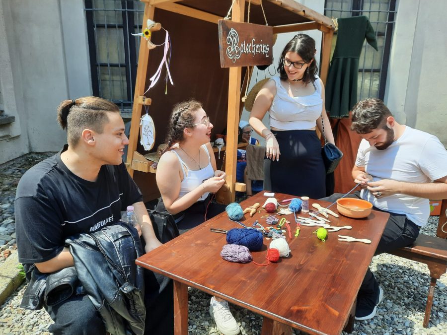 Our lucet workshop during Belgioioso Medievale, 3rd June 2023