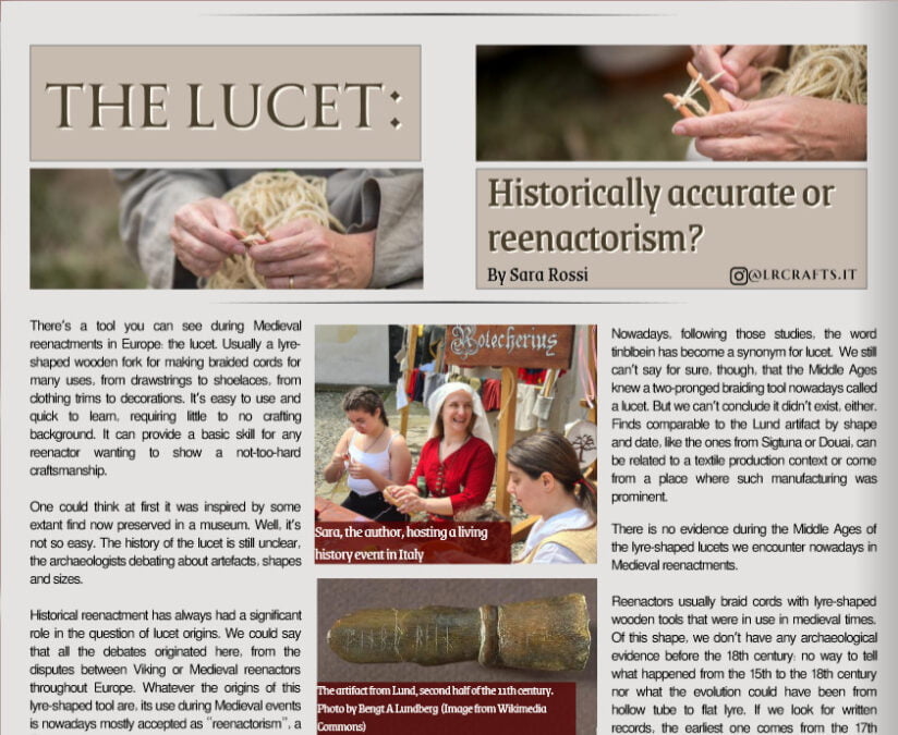 The page with our article "The lucet: historically accurate or reenactorism?" on Living Medieval (July 2023)