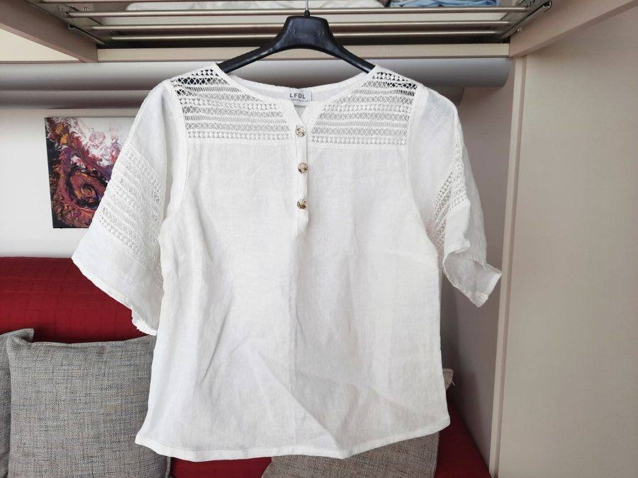 A thrifted linen caftan transformed into a shirt