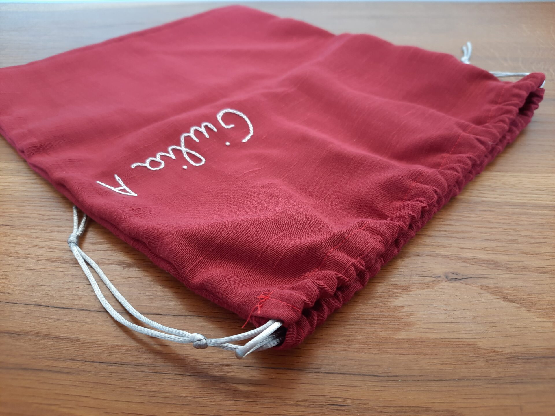 Handmade bag for Irish dance shoes with embroidered name