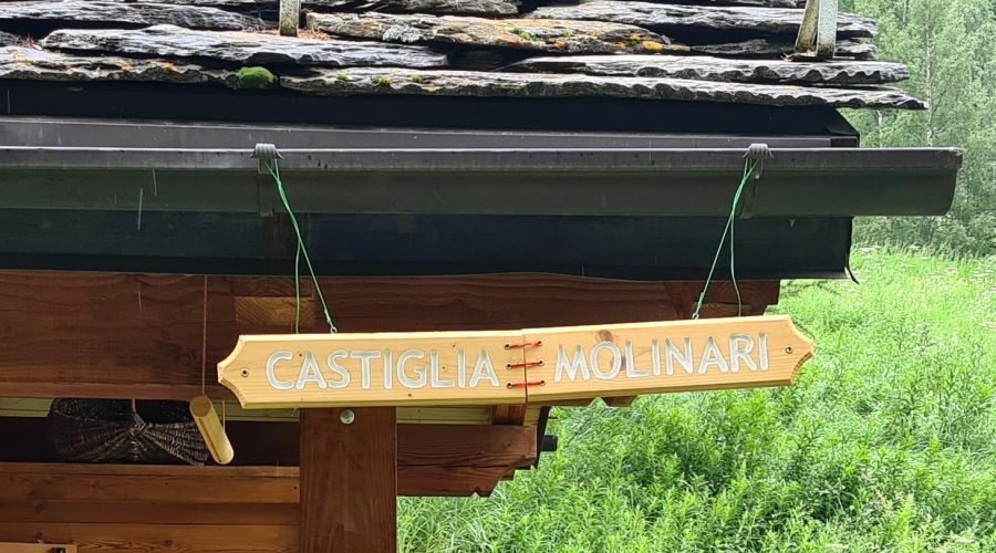 The wooden sign finished, with the two halves rejoined