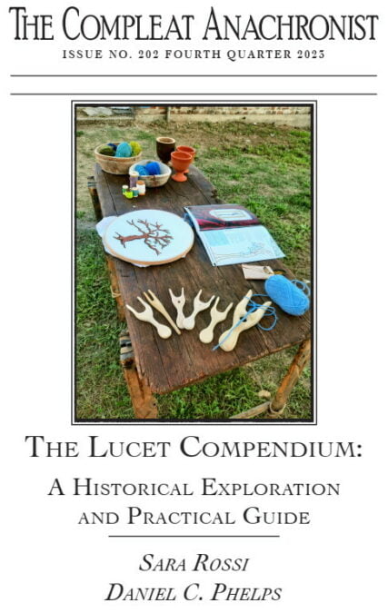 "The Lucet Compendium: a historical exploration and practical guide", book by Sara Rossi and Daniel Craig Phelps about the history of the lucet with practical guidance for modern crafters.