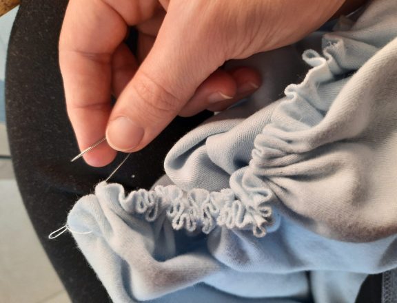 Sewing the skirt for my Alice in Wonderland costume