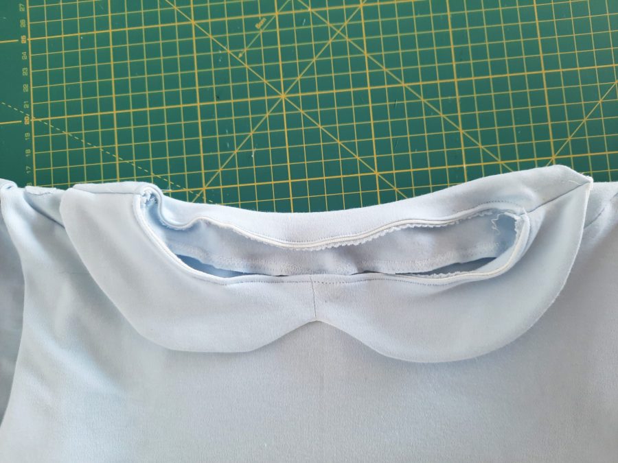 The finished collar of my Alice in Wonderland costume: I am glad it covers the piecing I had to do to adjust the too wide neckline