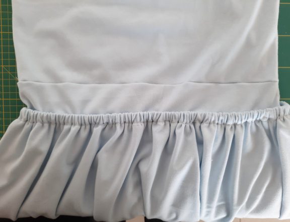 The back bodice of my Alice in Wonderland costume, with evidence of the first piecing I had to do